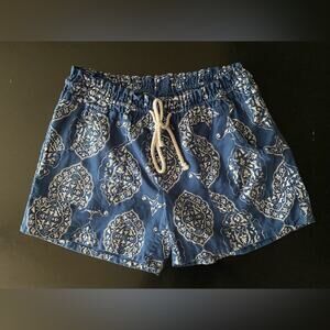 FIREFLY Blue Floral Boho Linen/Cotton Shorts sz S